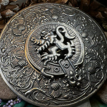 Load image into Gallery viewer, Thistle Plaid Brooch, Extra Large Celtic Pin, Scottish Lion Pin, Norse Jewelry, Wiccan Jewelry, Anniversary Gift, Kilt Pin, Men's Tartan Pin