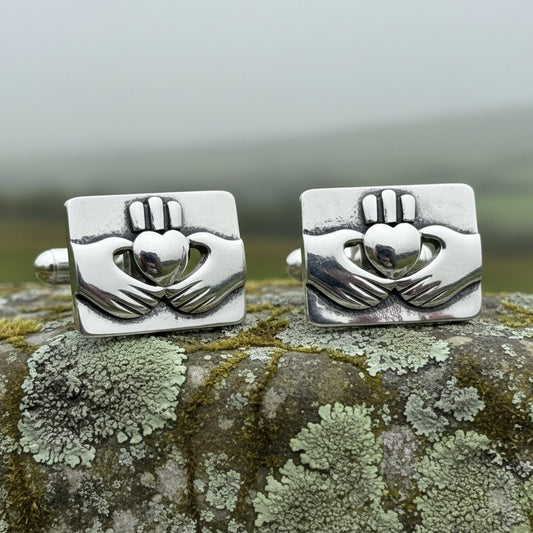 Claddagh Cuff Links, Irish Jewelry, Mens Celtic Jewelry, Silver Gift for Him, Dad Gift, Groom Gift, Dad Gift, Graduation Gift, Brother Gift