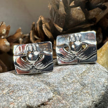 Load image into Gallery viewer, Claddagh Cuff Links, Irish Jewelry, Mens Celtic Jewelry, Silver Gift for Him, Dad Gift, Groom Gift, Dad Gift, Graduation Gift, Brother Gift