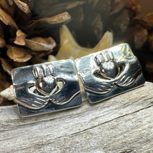 Load image into Gallery viewer, Claddagh Cuff Links, Irish Jewelry, Mens Celtic Jewelry, Silver Gift for Him, Dad Gift, Groom Gift, Dad Gift, Graduation Gift, Brother Gift