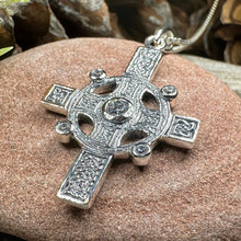 Load image into Gallery viewer, Celtic Cross Necklace, Scottish Jewelry, Diamond Cross Pendant, First Communion Cross, Christian Jewelry, Religious Jewelry, Scotland Gift