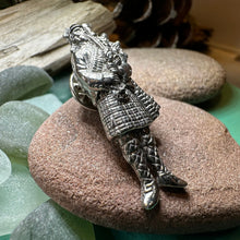 Load image into Gallery viewer, Bagpiper Brooch, Celtic Scatter Pin, Scotland Lapel Pin, Irish Jewelry, Dad Gift, Highland Dance Gift, Bagpipes Gift, Scotland Jewelry