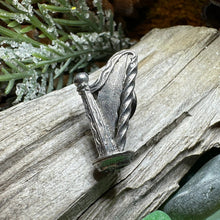 Load image into Gallery viewer, Irish Harp Brooch, Celtic Jewelry, Irish Lapel Pin, Harp Brooch, Ireland Brooch, Anniversary Gift, Cap Badge Pin, Bagpiper Gift, Ireland Pin