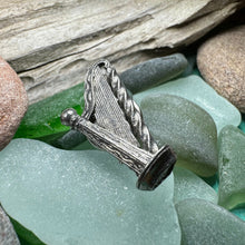 Load image into Gallery viewer, Irish Harp Brooch, Celtic Jewelry, Irish Lapel Pin, Harp Brooch, Ireland Brooch, Anniversary Gift, Cap Badge Pin, Bagpiper Gift, Ireland Pin