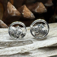 Load image into Gallery viewer, Highland Cow Earrings, Scotland Jewelry, Hairy Coo Gift, Animal Jewelry, Thistle Jewelry, Anniversary Gift, Scottish Gifts, Nature Jewelry