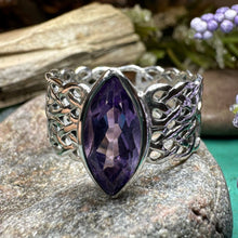 Load image into Gallery viewer, Celtic Knot Ring, Celtic Jewelry, Irish Jewelry, Amethyst Ring, Ireland Ring, Irish Dance Gift, Anniversary Gift, Bridal Ring, Promise Ring