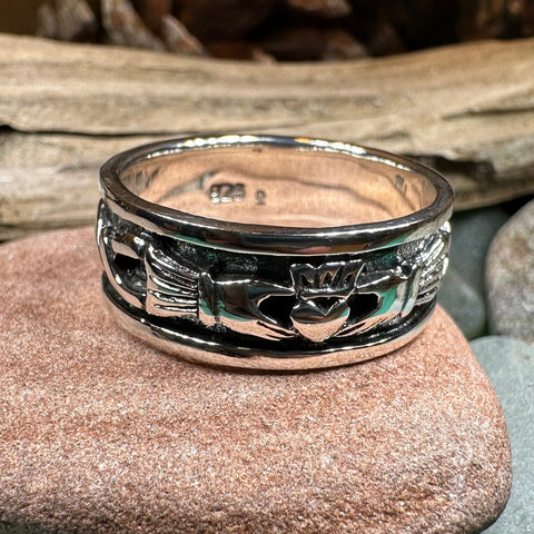 Load image into Gallery viewer, Celtic Ring, Irish Wedding Ring, Ireland Ring, Claddagh Ring, Irish Ring, Promise Ring, Anniversary Gift, Silver Wedding Band, Ireland Gift
