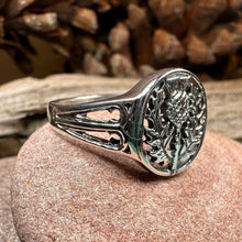 Load image into Gallery viewer, Thistle Ring, Celtic Jewelry, Scotland Jewelry, Flower Jewelry, Scottish Jewelry, Nature Ring, Silver Thistle Jewelry, Mom Gift, Wife Gift