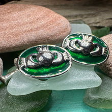 Load image into Gallery viewer, Claddagh Cuff Links, Irish Jewelry, Mens Celtic Jewelry, Silver Gift for Him, Dad Gift, Groom Gift, Dad Gift, Graduation Gift, Brother Gift