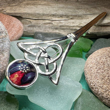 Load image into Gallery viewer, Celtic Kilt Pin, Scotland Jewelry, Scottish Brooch, Outlander Jewelry, Scottish Kilt Pin, Scotland Pin, Heathergems Pin, Pewter Celtic Pin
