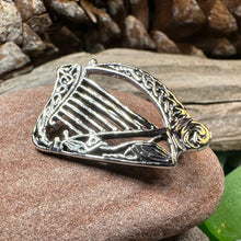 Load image into Gallery viewer, Celtic Harp Brooch, Celtic Pin, Irish Harp Jewelry, Irish Dancer Gift, Celtic Harp, Irish Gift, Mom Gift, Saint Patrick's Day, Wife Gift