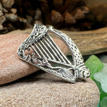 Load image into Gallery viewer, Celtic Harp Brooch, Celtic Pin, Irish Harp Jewelry, Irish Dancer Gift, Celtic Harp, Irish Gift, Mom Gift, Saint Patrick's Day, Wife Gift