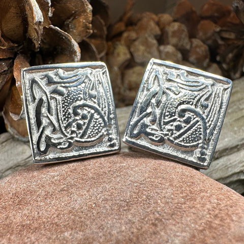 Load image into Gallery viewer, Celtic Cuff Links, Scotland Jewelry, Men's Celtic Jewelry, Boy's Irish Jewelry, Bagpiper Gift, Groom Gift, Boyfriend Gift, Husband Gift