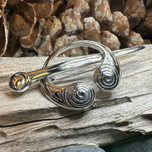 Load image into Gallery viewer, Celtic Brooch, Celtic Jewelry, Silver Celtic Spiral Pin, Irish Pin, Anniversary Gift, Wiccan Jewelry, Norse Jewelry, Scottish Pin, Mom Gift