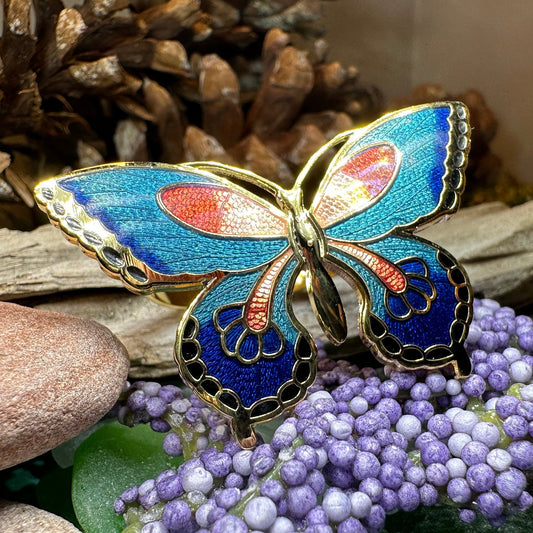 Butterfly Scarf Ring, Enamel Jewelry, Ladies Scarf Holder, Celtic Jewelry, Butterfly Jewelry, Sister Gift, Scarf Slide, Mom Gift, Wife Gift