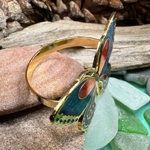 Load image into Gallery viewer, Butterfly Scarf Ring, Enamel Jewelry, Ladies Scarf Holder, Celtic Jewelry, Butterfly Jewelry, Sister Gift, Scarf Slide, Mom Gift, Wife Gift