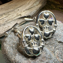 Load image into Gallery viewer, Claddagh Cuff Links, Irish Jewelry, Mens Celtic Jewelry, Silver Gift for Him, Dad Gift, Groom Gift, Dad Gift, Graduation Gift, Shamrock Gift