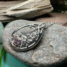 Load image into Gallery viewer, Celtic Knot Necklace, Celtic Jewelry, Irish Jewelry, Scottish Jewelry, Pink Topaz Pendant, Trinity Knot, Scotland Jewelry, Anniversary Gift