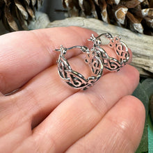 Load image into Gallery viewer, Celtic Hoop Earrings, Irish Jewelry, Scottish Earrings, Mom Gift, Hugger Hoop Earrings, Scotland Jewelry, Anniversary Gift, Graduation Gift