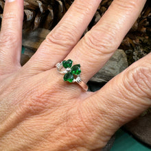 Load image into Gallery viewer, Shamrock Ring, Celtic Jewelry, Emerald Irish Jewelry, Clover Ring, Silver Ireland Gift, Irish Dance Gift, Anniversary Gift, Good Luck Gift
