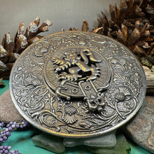 Load image into Gallery viewer, Thistle Plaid Brooch, Extra Large Celtic Pin, Scottish Lion Pin, Norse Jewelry, Wiccan Jewelry, Anniversary Gift, Kilt Pin, Men's Tartan Pin