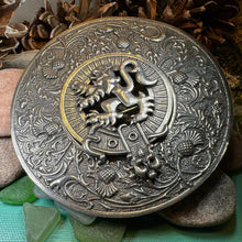 Load image into Gallery viewer, Thistle Plaid Brooch, Extra Large Celtic Pin, Scottish Lion Pin, Norse Jewelry, Wiccan Jewelry, Anniversary Gift, Kilt Pin, Men's Tartan Pin