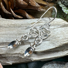 Load image into Gallery viewer, Love Spoon Earrings, Celtic Jewelry, Wales Jewelry, Welsh Earrings, Bridal Jewelry, Anniversary Gift, Heart Jewelry, Silver Spoon Wife Gift