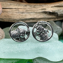 Load image into Gallery viewer, Highland Cow Earrings, Scotland Jewelry, Hairy Coo Gift, Animal Jewelry, Thistle Jewelry, Anniversary Gift, Scottish Gifts, Nature Jewelry