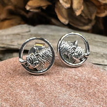 Load image into Gallery viewer, Highland Cow Earrings, Scotland Jewelry, Hairy Coo Gift, Animal Jewelry, Thistle Jewelry, Anniversary Gift, Scottish Gifts, Nature Jewelry
