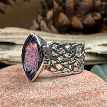 Load image into Gallery viewer, Celtic Knot Ring, Celtic Jewelry, Irish Jewelry, Amethyst Ring, Ireland Ring, Irish Dance Gift, Anniversary Gift, Bridal Ring, Promise Ring