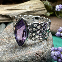 Load image into Gallery viewer, Celtic Knot Ring, Celtic Jewelry, Irish Jewelry, Amethyst Ring, Ireland Ring, Irish Dance Gift, Anniversary Gift, Bridal Ring, Promise Ring