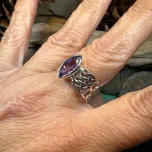 Load image into Gallery viewer, Celtic Knot Ring, Celtic Jewelry, Irish Jewelry, Amethyst Ring, Ireland Ring, Irish Dance Gift, Anniversary Gift, Bridal Ring, Promise Ring