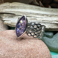 Load image into Gallery viewer, Celtic Knot Ring, Celtic Jewelry, Irish Jewelry, Amethyst Ring, Ireland Ring, Irish Dance Gift, Anniversary Gift, Bridal Ring, Promise Ring