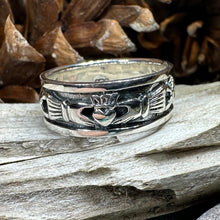 Load image into Gallery viewer, Celtic Ring, Irish Wedding Ring, Ireland Ring, Claddagh Ring, Irish Ring, Promise Ring, Anniversary Gift, Silver Wedding Band, Ireland Gift