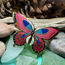 Load image into Gallery viewer, Butterfly Scarf Ring, Enamel Jewelry, Ladies Scarf Holder, Celtic Jewelry, Butterfly Jewelry, Sister Gift, Scarf Slide, Mom Gift, Wife Gift
