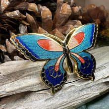 Load image into Gallery viewer, Butterfly Scarf Ring, Enamel Jewelry, Ladies Scarf Holder, Celtic Jewelry, Butterfly Jewelry, Sister Gift, Scarf Slide, Mom Gift, Wife Gift
