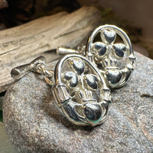 Load image into Gallery viewer, Claddagh Cuff Links, Irish Jewelry, Mens Celtic Jewelry, Silver Gift for Him, Dad Gift, Groom Gift, Dad Gift, Graduation Gift, Shamrock Gift