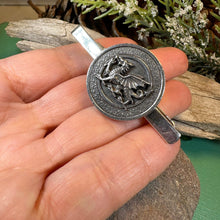 Load image into Gallery viewer, Welsh Dragon Tie Bar, Men's Celtic Jewelry, Wales Gift for Him, Dad Gift, Graduation Gift, Welsh Man's Gift, Celtic Tie Clip, Groom Gift