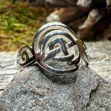 Load image into Gallery viewer, Celtic Knot Ring, Spiral Ring, Labyrinth Statement Ring, Irish Ring, Ladies Pagan Ring, Anniversary Gift, Scottish Ring, Wiccan Ring