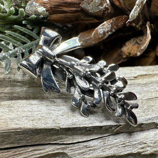 Mistletoe Brooch, Celtic Jewelry, Leaf Jewelry, Ireland Gift, Irish Jewelry, Scotland Jewelry, Silver Anniversary Gift, Graduation Gift