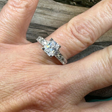 Load image into Gallery viewer, Celtic Engagement Ring, Diamond Promise Ring, Solitaire Ring, Princess Cut Ring, Celtic Knot Jewelry, Anniversary Gift, Ladies Cocktail Ring