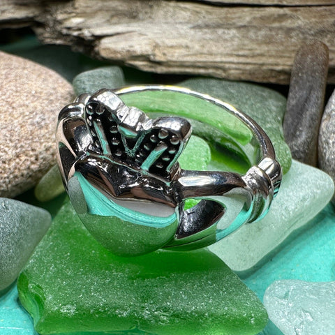 Load image into Gallery viewer, Celtic Ring, Irish Wedding Ring, Irish Claddagh Ring, Large Irish Ring, Promise Ring, Anniversary Gift, Silver Wedding Band, Ireland Gift