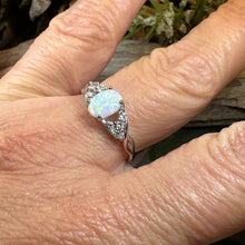 Load image into Gallery viewer, Opal Celtic Ring, Celtic Ring, Opal Engagement Ring, Silver Opal Ring, Anniversary Gift, Cocktail Ring, Birthstone Ring, Wife Gift, Mom Gift