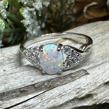Load image into Gallery viewer, Opal Celtic Ring, Celtic Ring, Opal Engagement Ring, Silver Opal Ring, Anniversary Gift, Cocktail Ring, Birthstone Ring, Wife Gift, Mom Gift