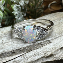 Load image into Gallery viewer, Opal Celtic Ring, Celtic Ring, Opal Engagement Ring, Silver Opal Ring, Anniversary Gift, Cocktail Ring, Birthstone Ring, Wife Gift, Mom Gift
