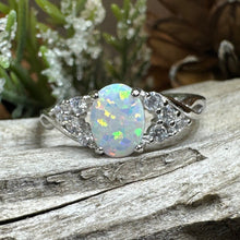 Load image into Gallery viewer, Opal Celtic Ring, Celtic Ring, Opal Engagement Ring, Silver Opal Ring, Anniversary Gift, Cocktail Ring, Birthstone Ring, Wife Gift, Mom Gift