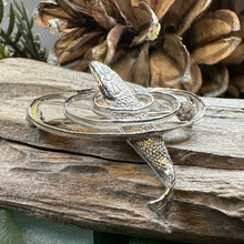 Load image into Gallery viewer, Salmon of Knowledge Brooch, Celtic Jewelry, Irish Pin, Gift for Fishing Lover, Anniversary Gift, Nature Jewelry, Realistic Fish Pin, Artisan