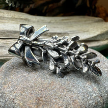 Load image into Gallery viewer, Mistletoe Brooch, Celtic Jewelry, Leaf Jewelry, Ireland Gift, Irish Jewelry, Scotland Jewelry, Silver Anniversary Gift, Graduation Gift
