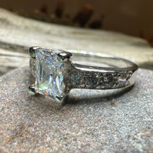 Load image into Gallery viewer, Celtic Engagement Ring, Diamond Promise Ring, Solitaire Ring, Princess Cut Ring, Celtic Knot Jewelry, Anniversary Gift, Ladies Cocktail Ring