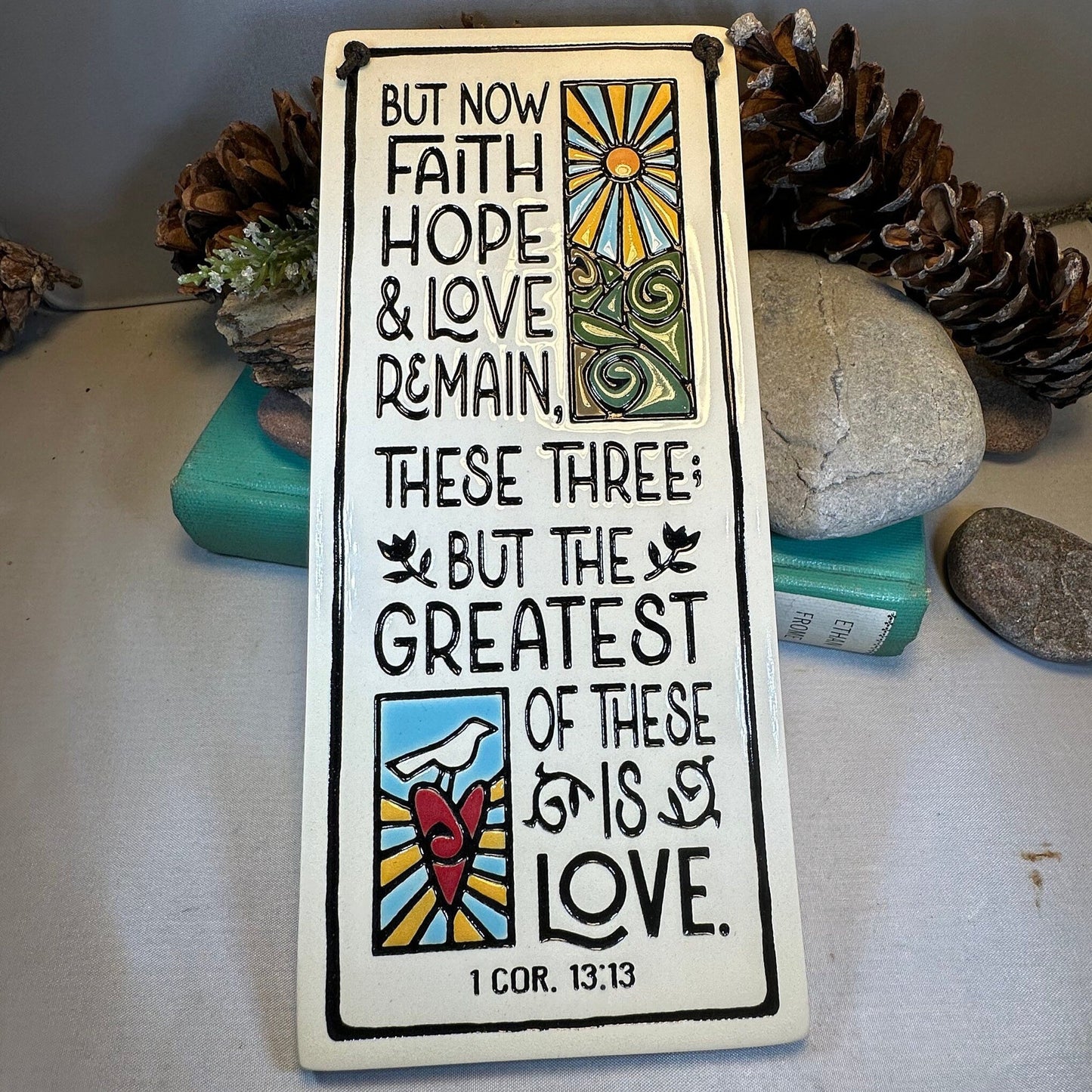 Faith Hope Love Christian Blessing Wall Art — view 10